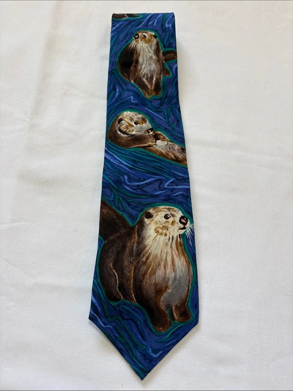 Vintage Wwf Robert Talbott Otter Silk Tie, NWT